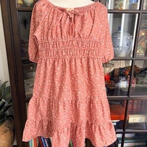 Blush, Girls BOHO Mauve Floral Dress, size XL  12